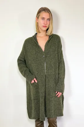 Oversize Alpaca & Wool Blend Cardigan - Green