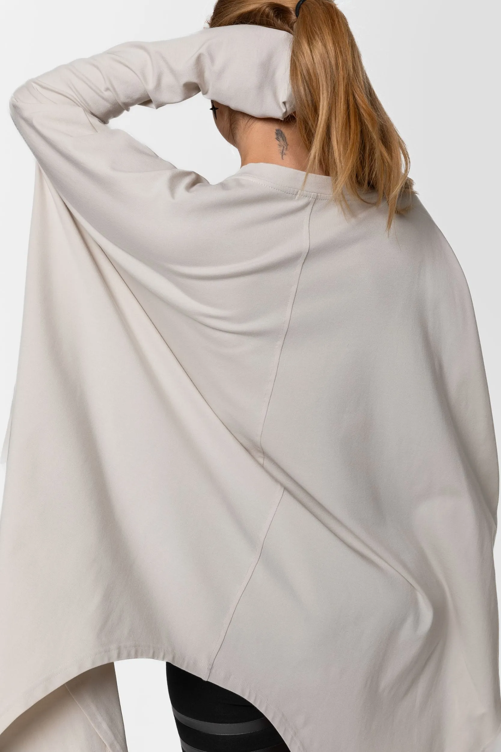 Oversized asymmetric cotton jersey tunic