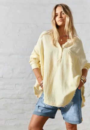 Oversized Beach Shirt in Lemon