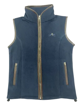 Paddock Fleece Waistcoat Navy/ Faux Leather Trim By Pc Racewear