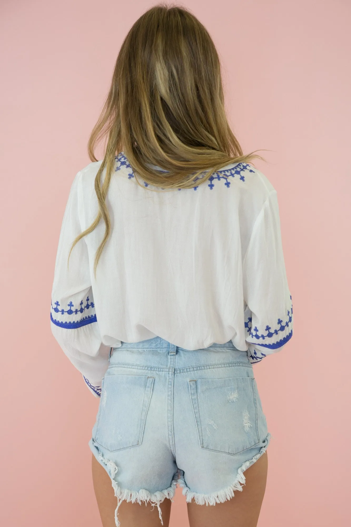 Pala Embroidered Tunic - White/Blue