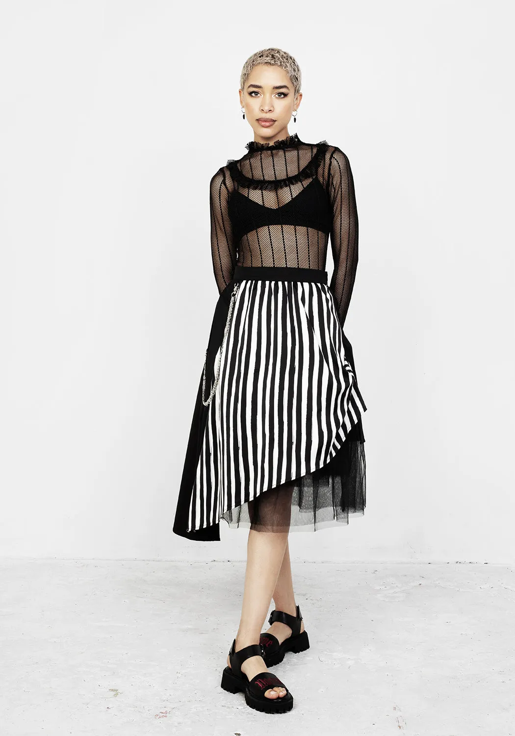 PARANORMAL ASYMMETRIC MIDI SKIRT