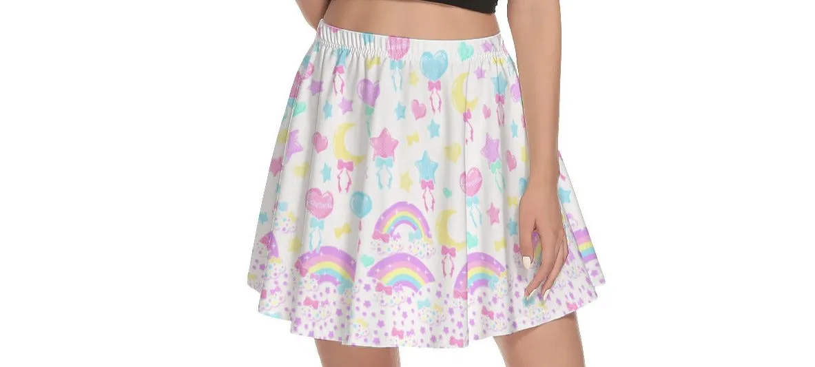 Pastel Party White Mini Skater Skirt