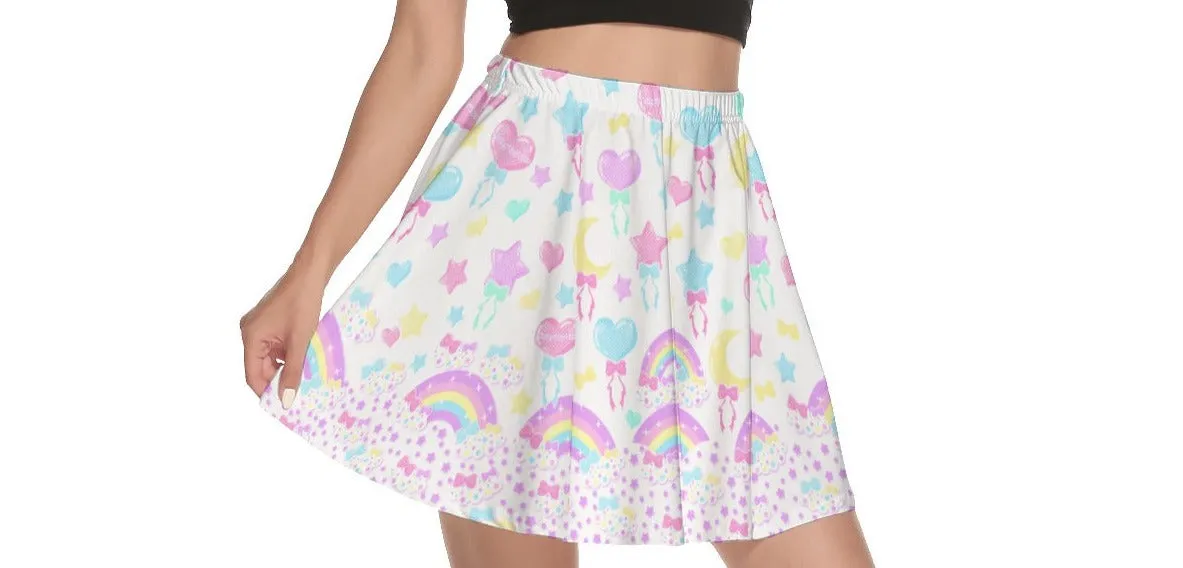 Pastel Party White Mini Skater Skirt