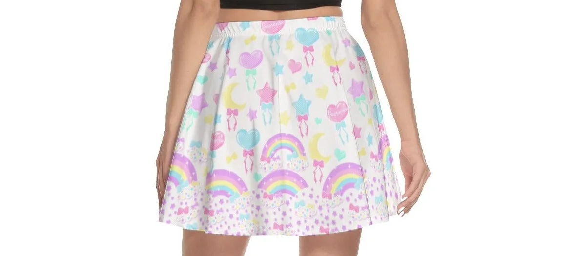 Pastel Party White Mini Skater Skirt