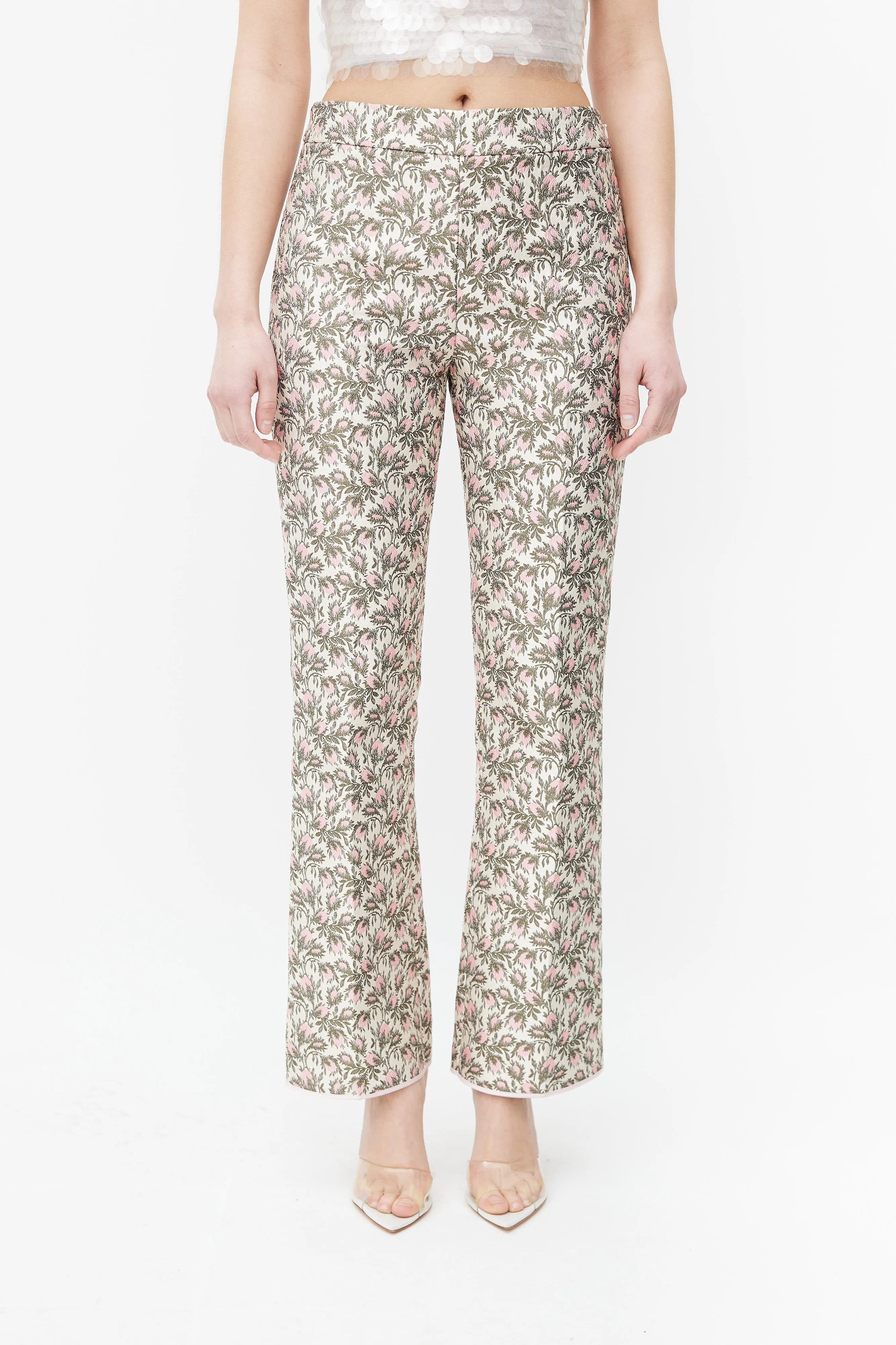 Pink & Green Floral Brocade Trouser