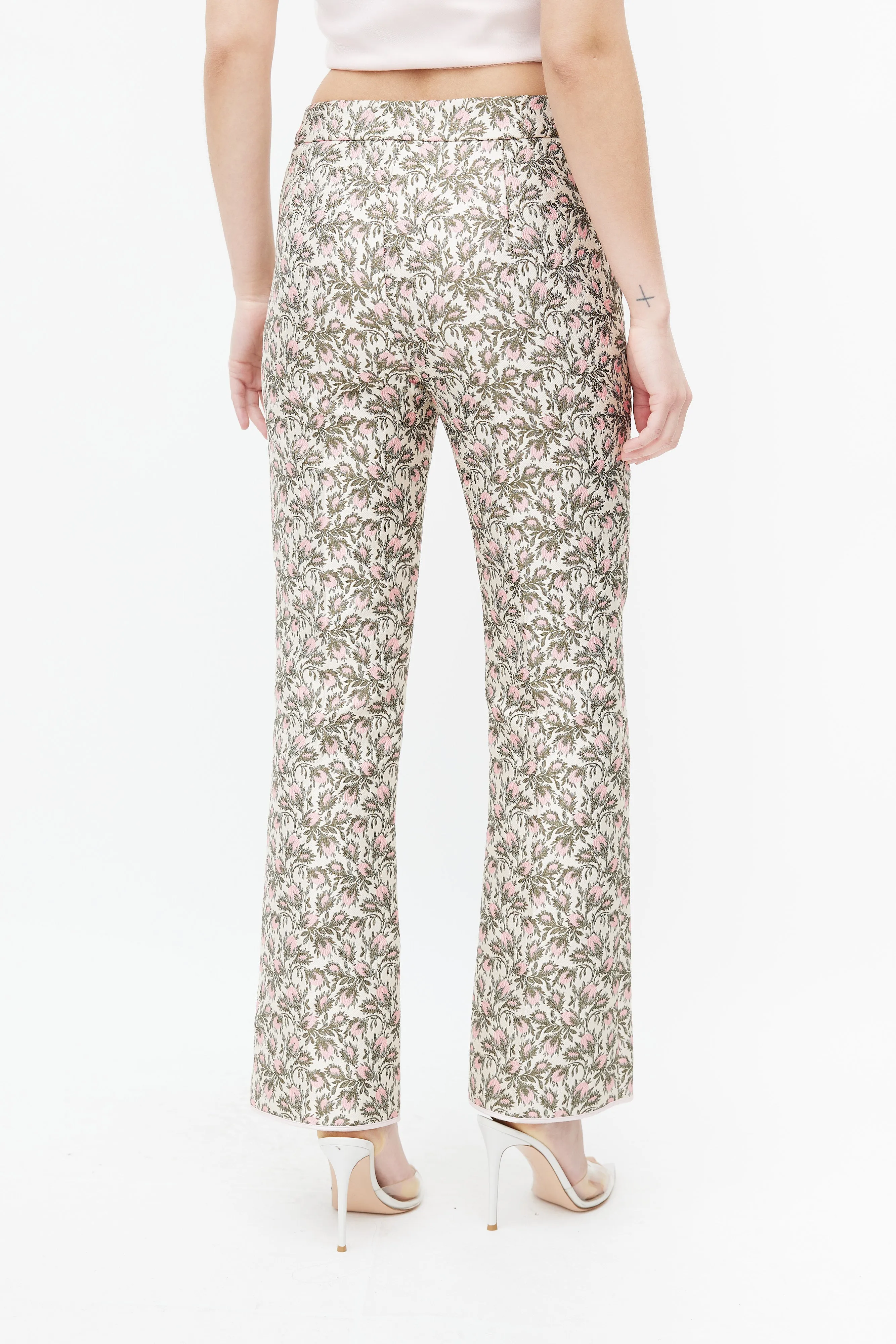 Pink & Green Floral Brocade Trouser