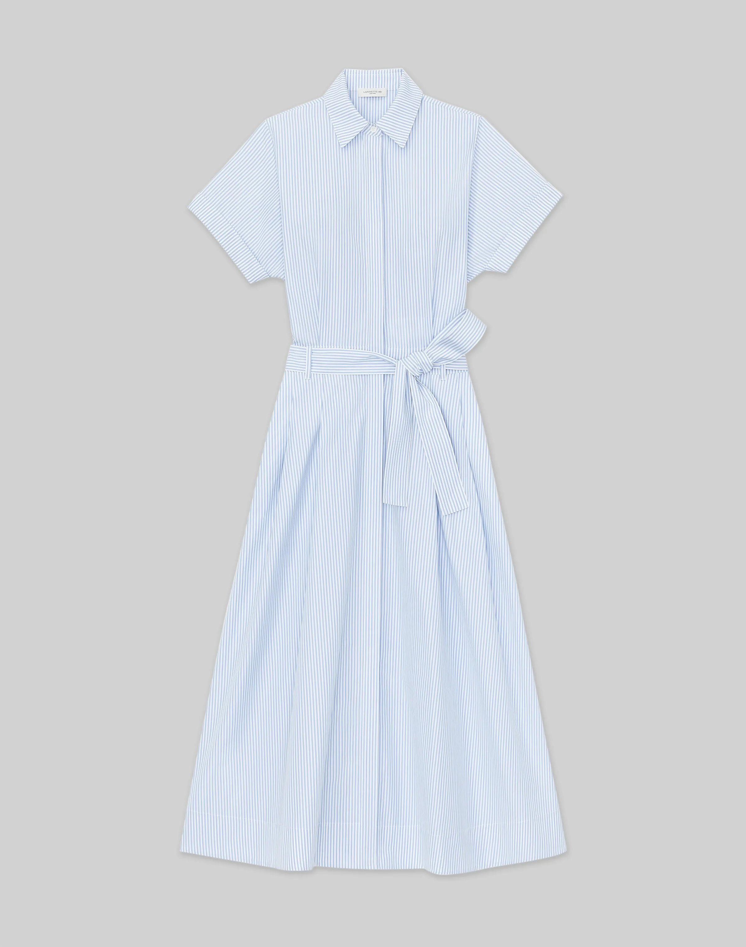 Pinstripe Cotton Tulip Shirtdress