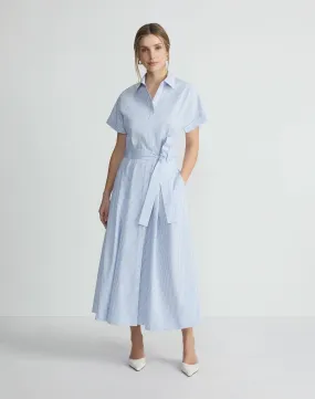 Pinstripe Cotton Tulip Shirtdress