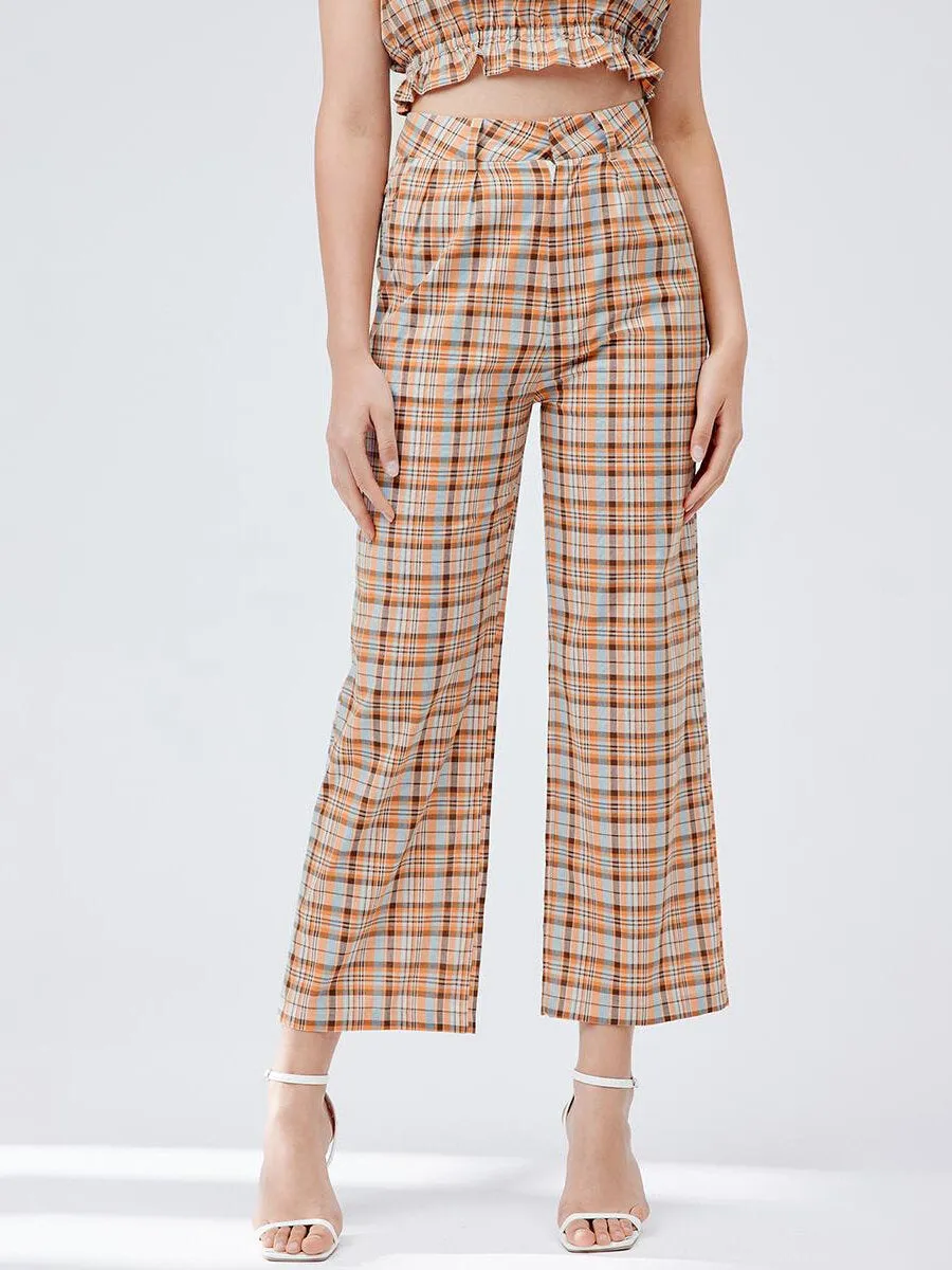 Plaid Straight Leg Cropped Pants