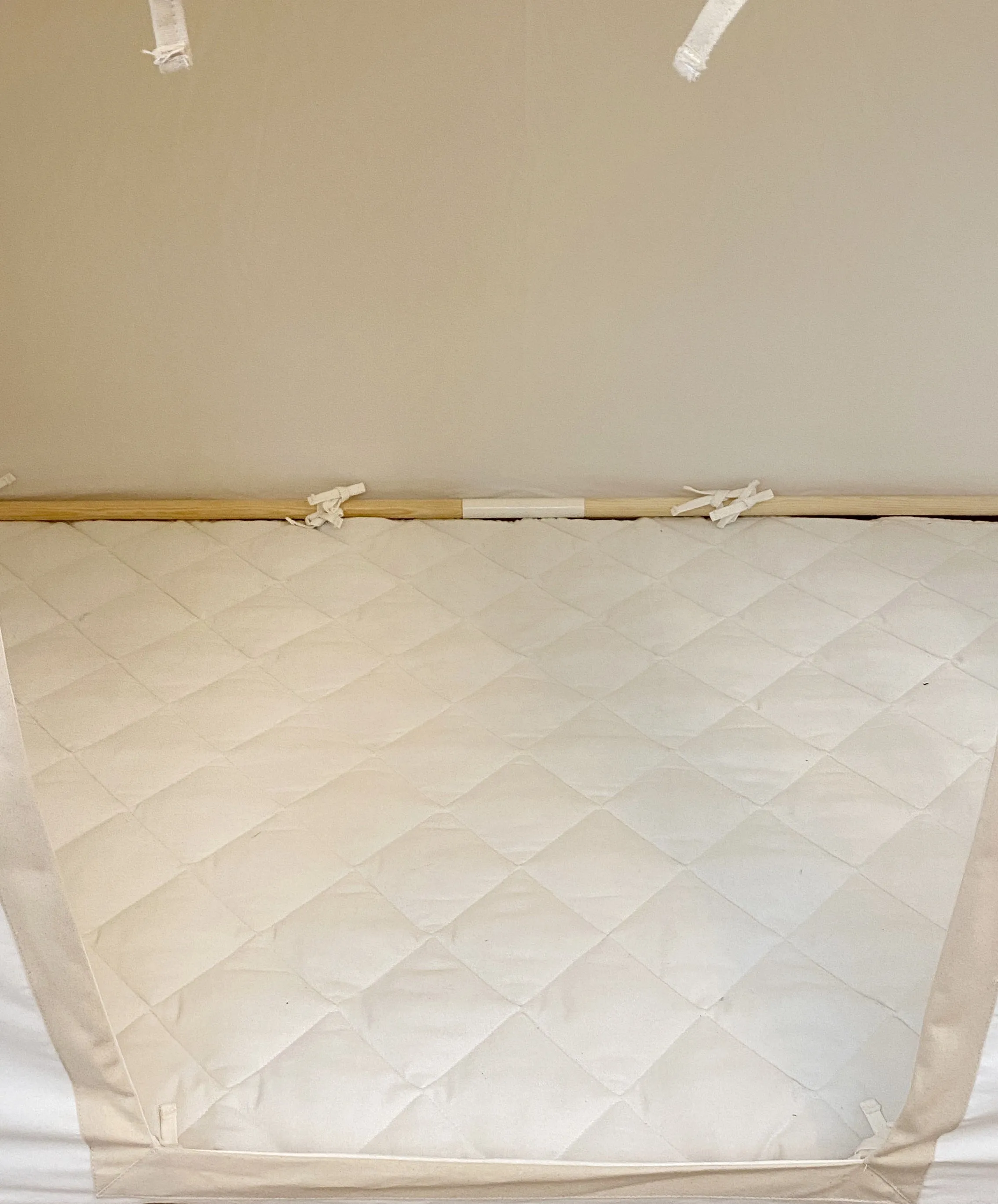 Playhouse Mat | Quilted White Canvas | Non-Slip Back | Ties to Playhouse Poles | 57" X 35.5"