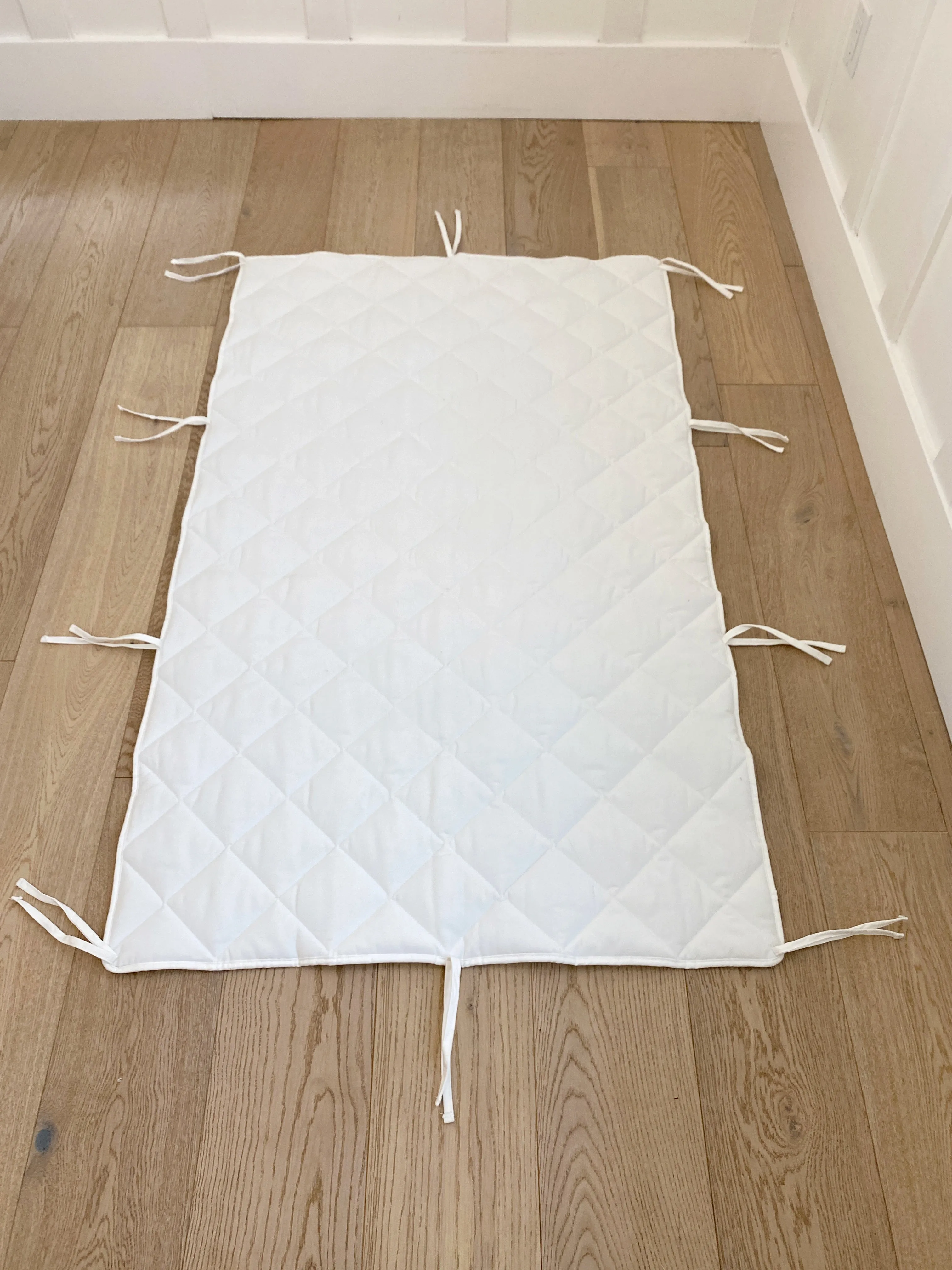 Playhouse Mat | Quilted White Canvas | Non-Slip Back | Ties to Playhouse Poles | 57" X 35.5"