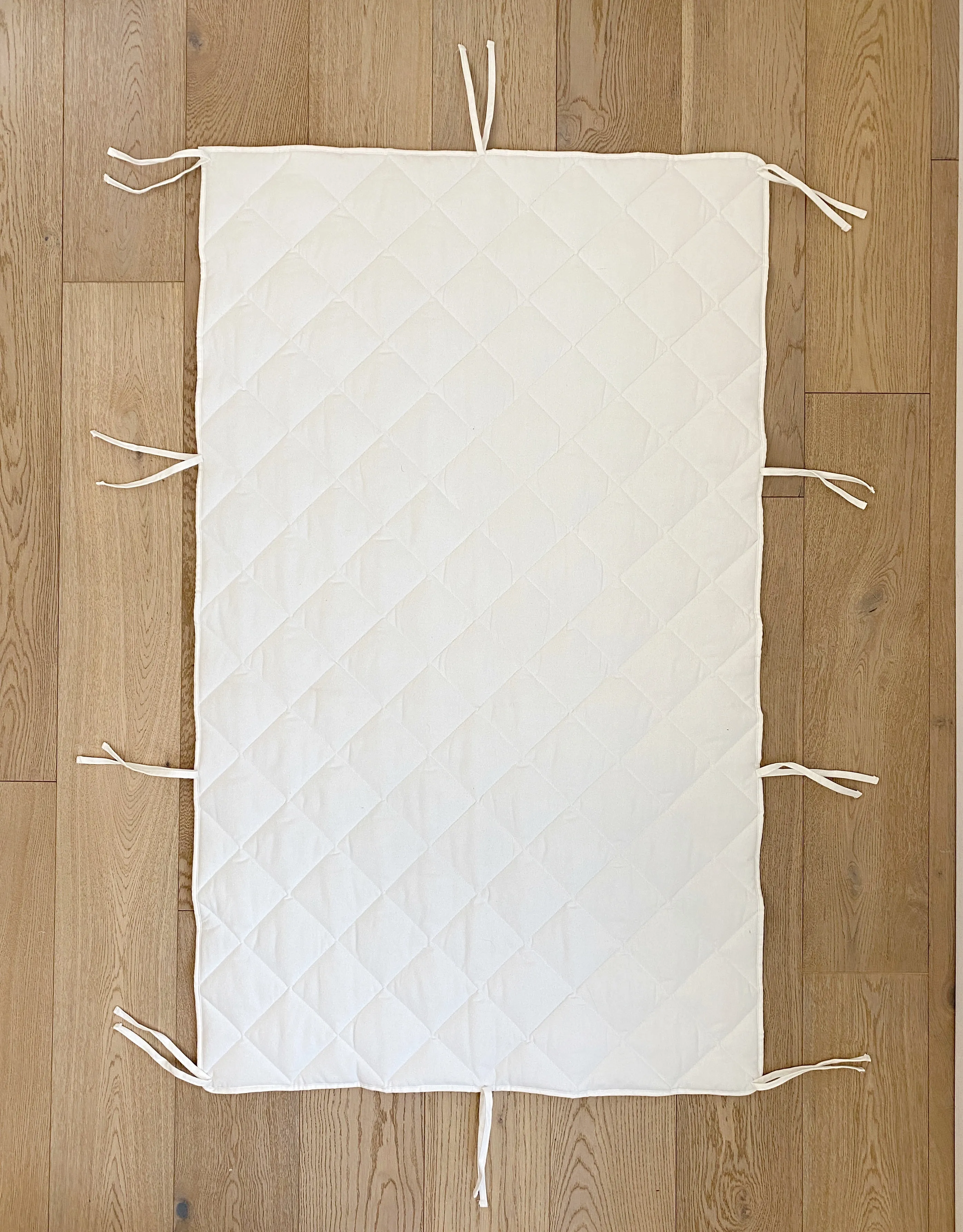 Playhouse Mat | Quilted White Canvas | Non-Slip Back | Ties to Playhouse Poles | 57" X 35.5"