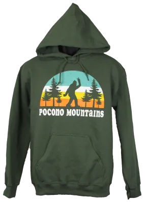 Pocono Mountains Waving Bigfoot Hooded Sweatshirt