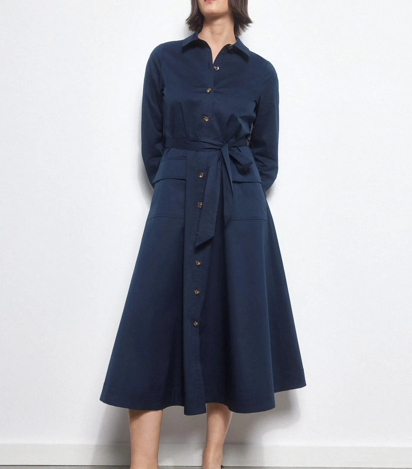 Poplin Shirt Dress Blue