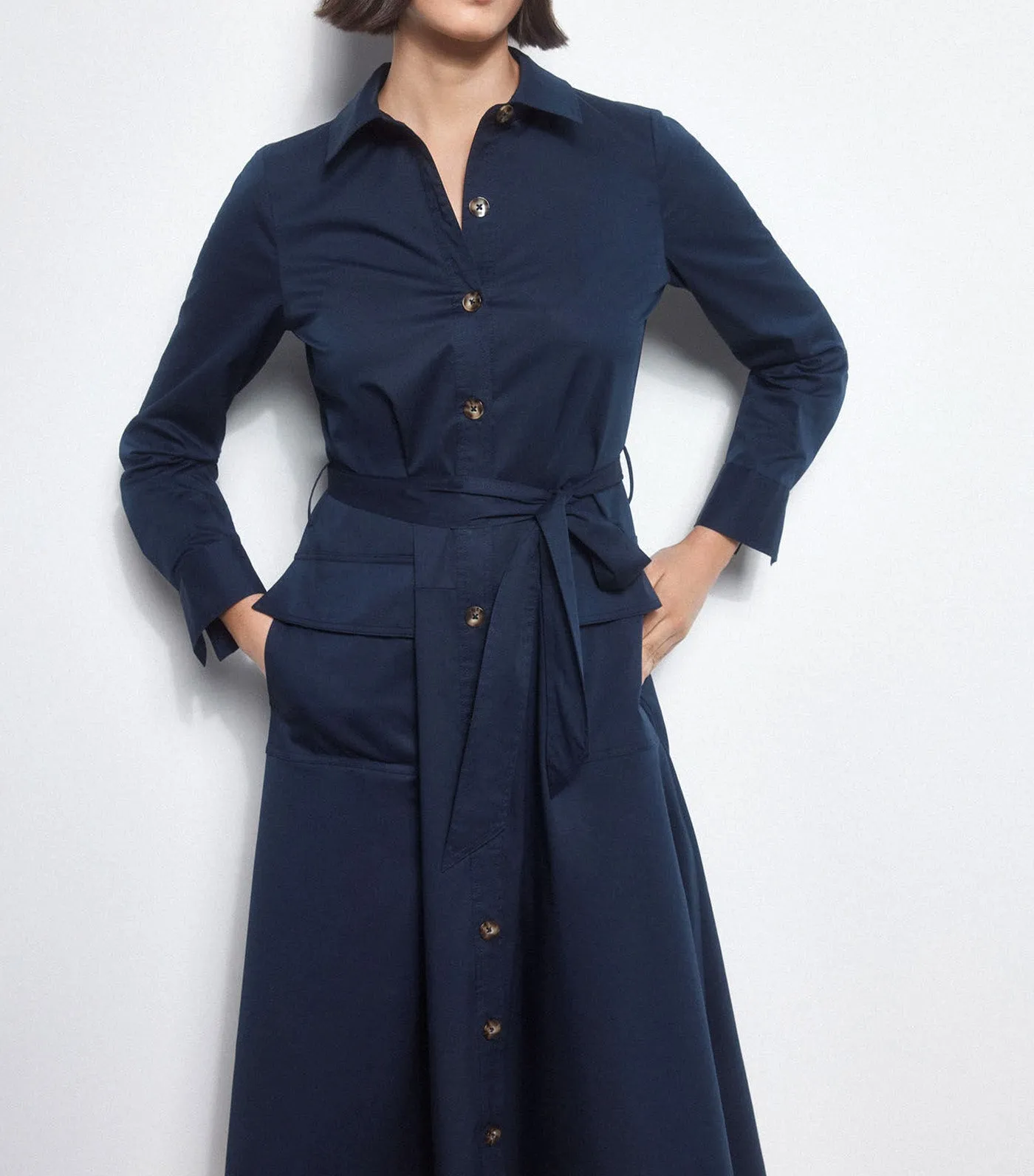 Poplin Shirt Dress Blue