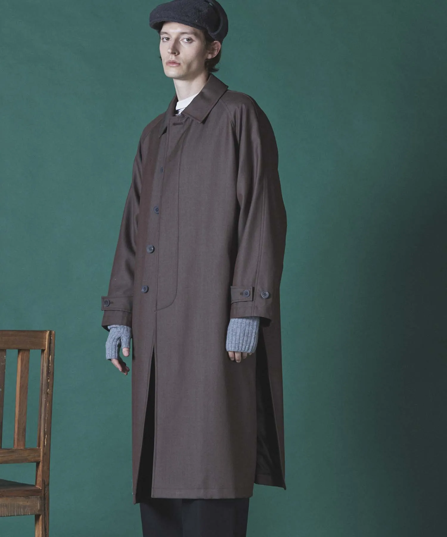 Prime-Over Wool Chambray Balmachan Coat