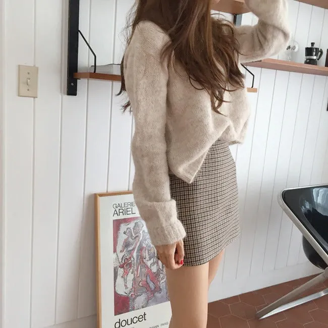 Pullover Knitted Vintage Long Sleeve Autumn Elegant Winter Warm Sweater   Skirt