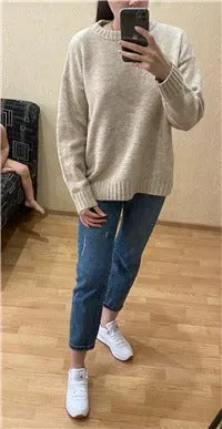 Pullover Knitted Vintage Long Sleeve Autumn Elegant Winter Warm Sweater   Skirt