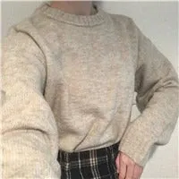 Pullover Knitted Vintage Long Sleeve Autumn Elegant Winter Warm Sweater   Skirt