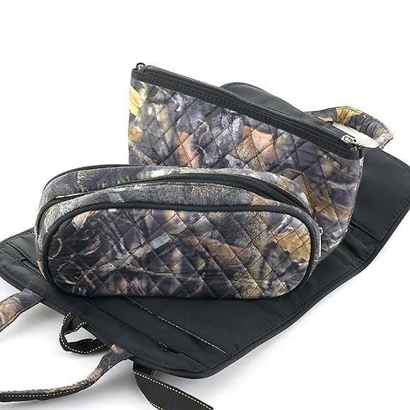 QRC2708 Quilted Camo 3PC Cosmetic Bag