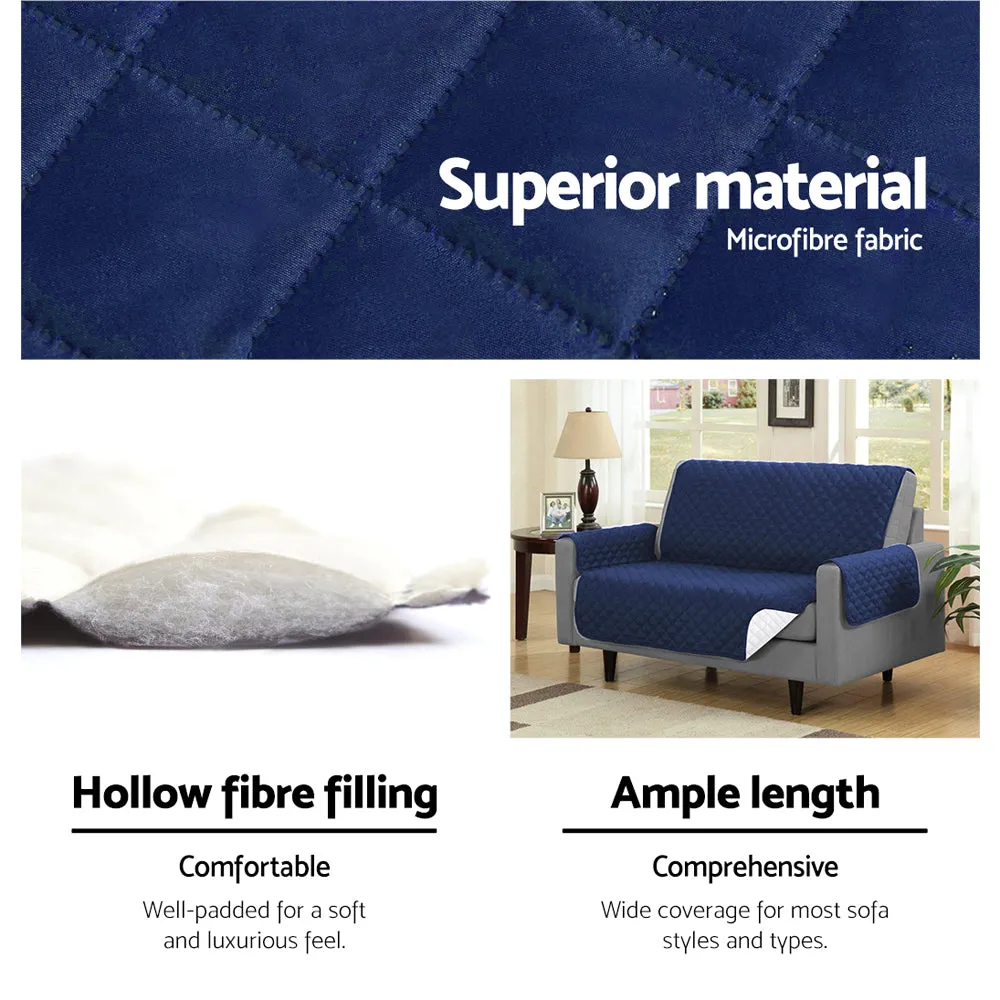 Quilted Anti-Scratch 3-Seater Sofa Cover, Navy - Artiss