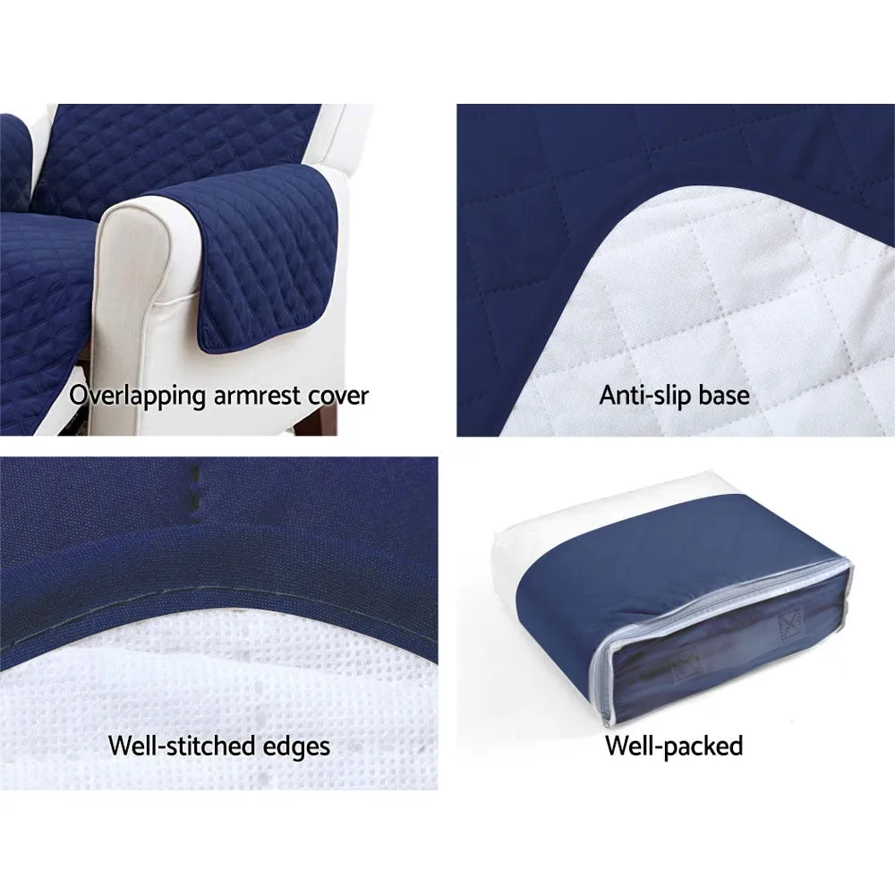 Quilted Anti-Scratch 3-Seater Sofa Cover, Navy - Artiss