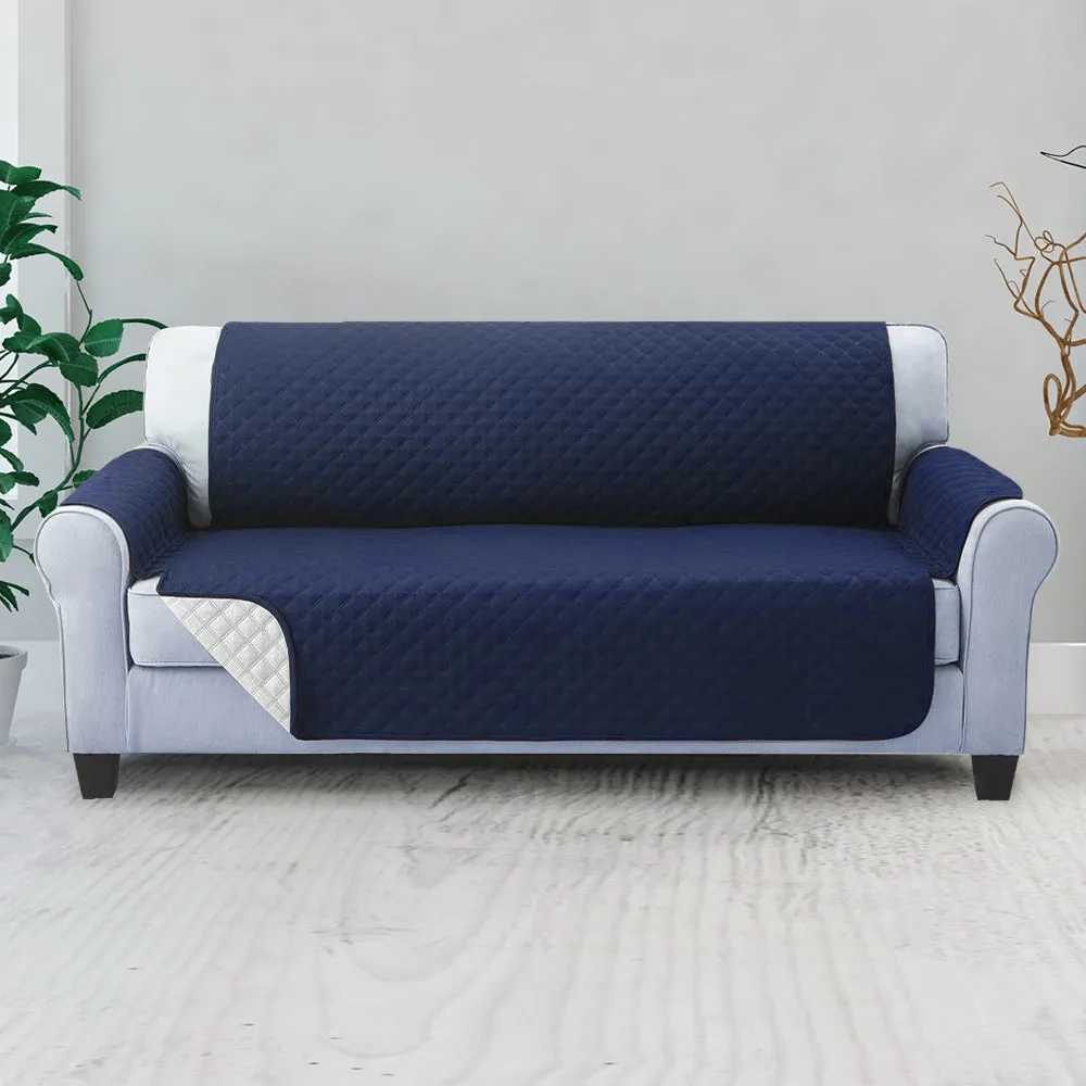 Quilted Anti-Scratch 3-Seater Sofa Cover, Navy - Artiss