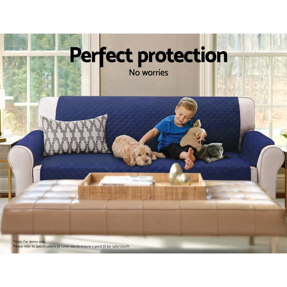 Quilted Anti-Scratch 3-Seater Sofa Cover, Navy - Artiss