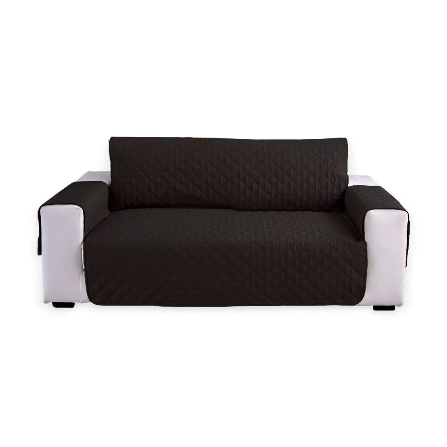 Quilted Non-Slip Pet Sofa Cover 2 Seat (Black) - Floofi