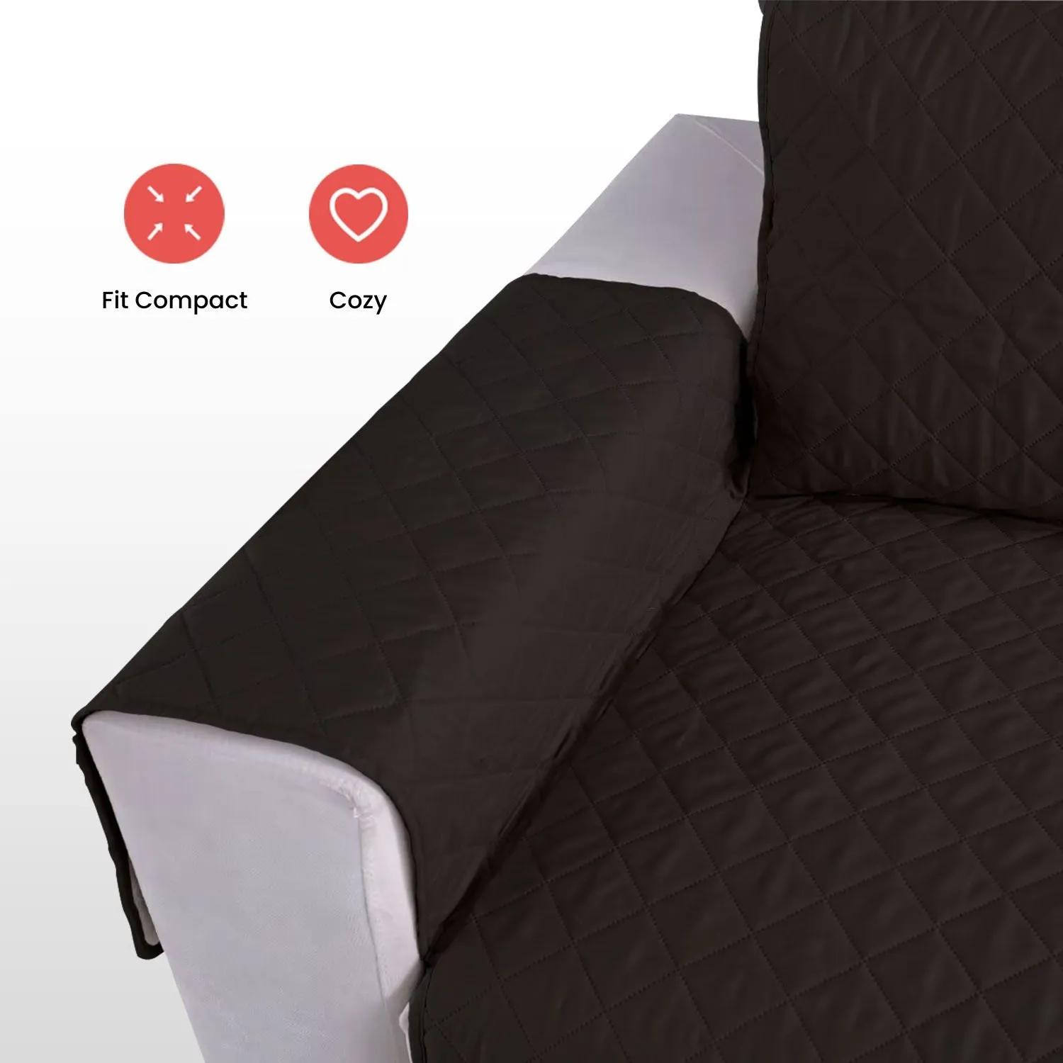 Quilted Non-Slip Pet Sofa Cover 2 Seat (Black) - Floofi