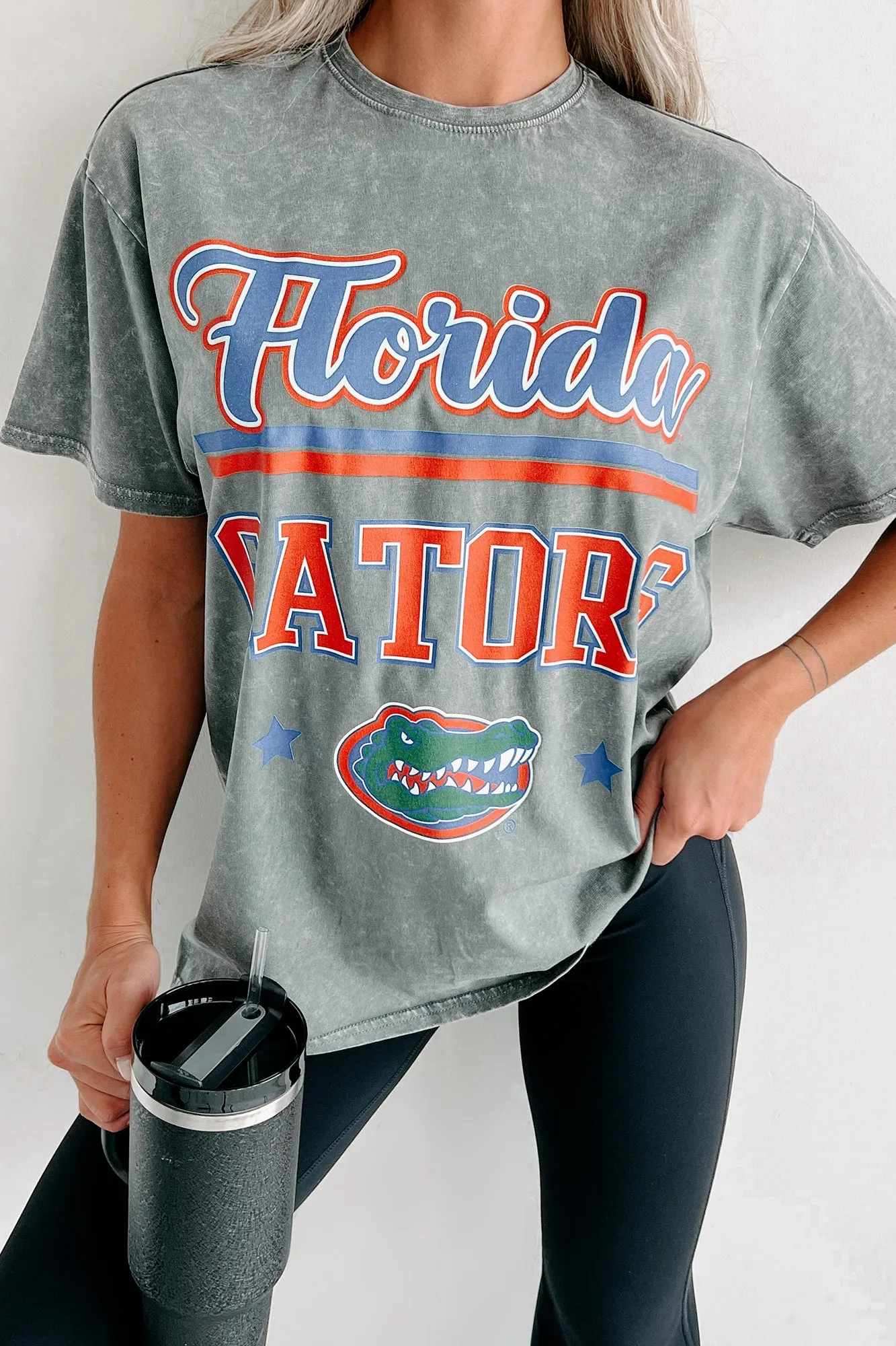 "Florida Gators" Mineral Wash Graphic T-Shirt (Grey)