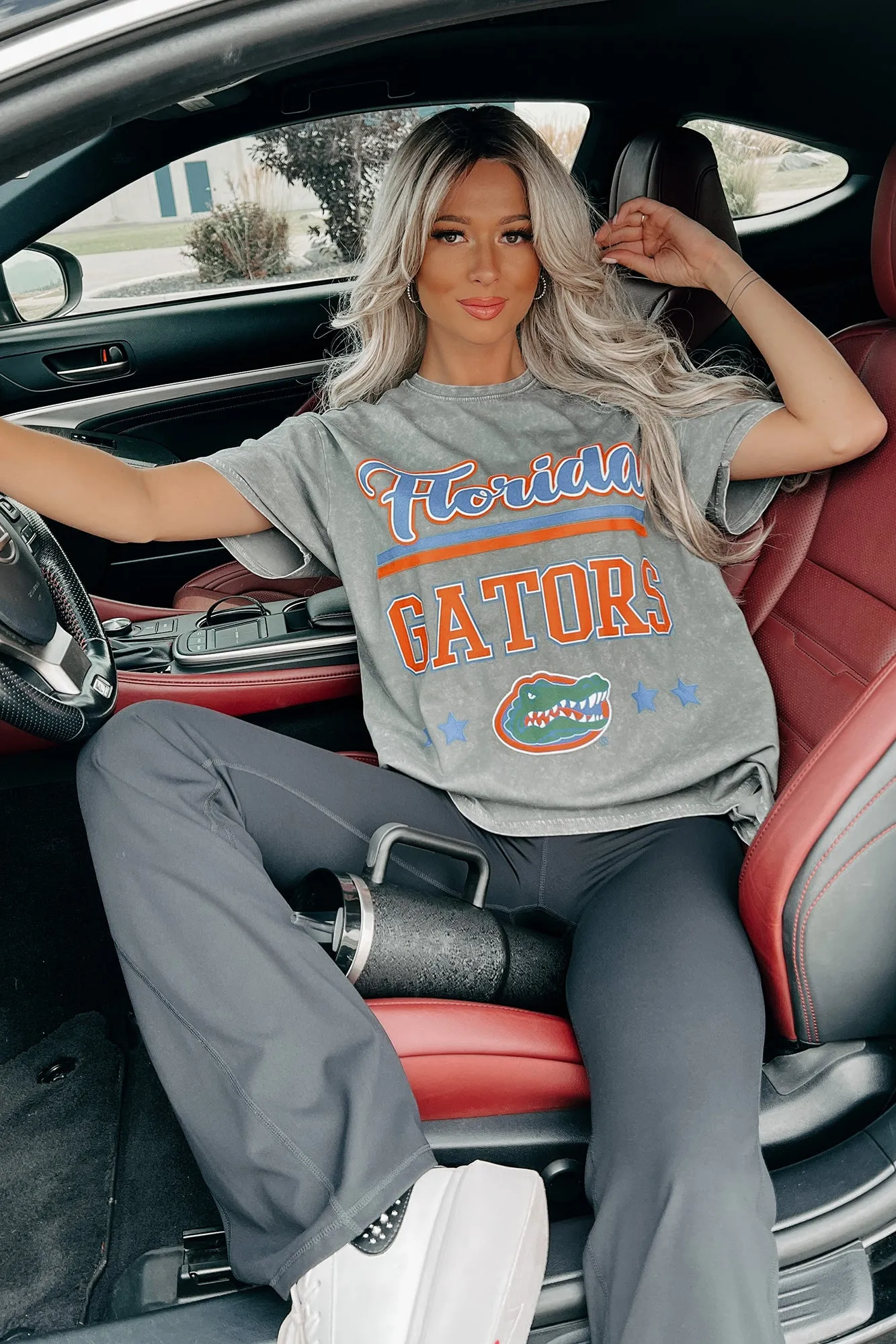 "Florida Gators" Mineral Wash Graphic T-Shirt (Grey)