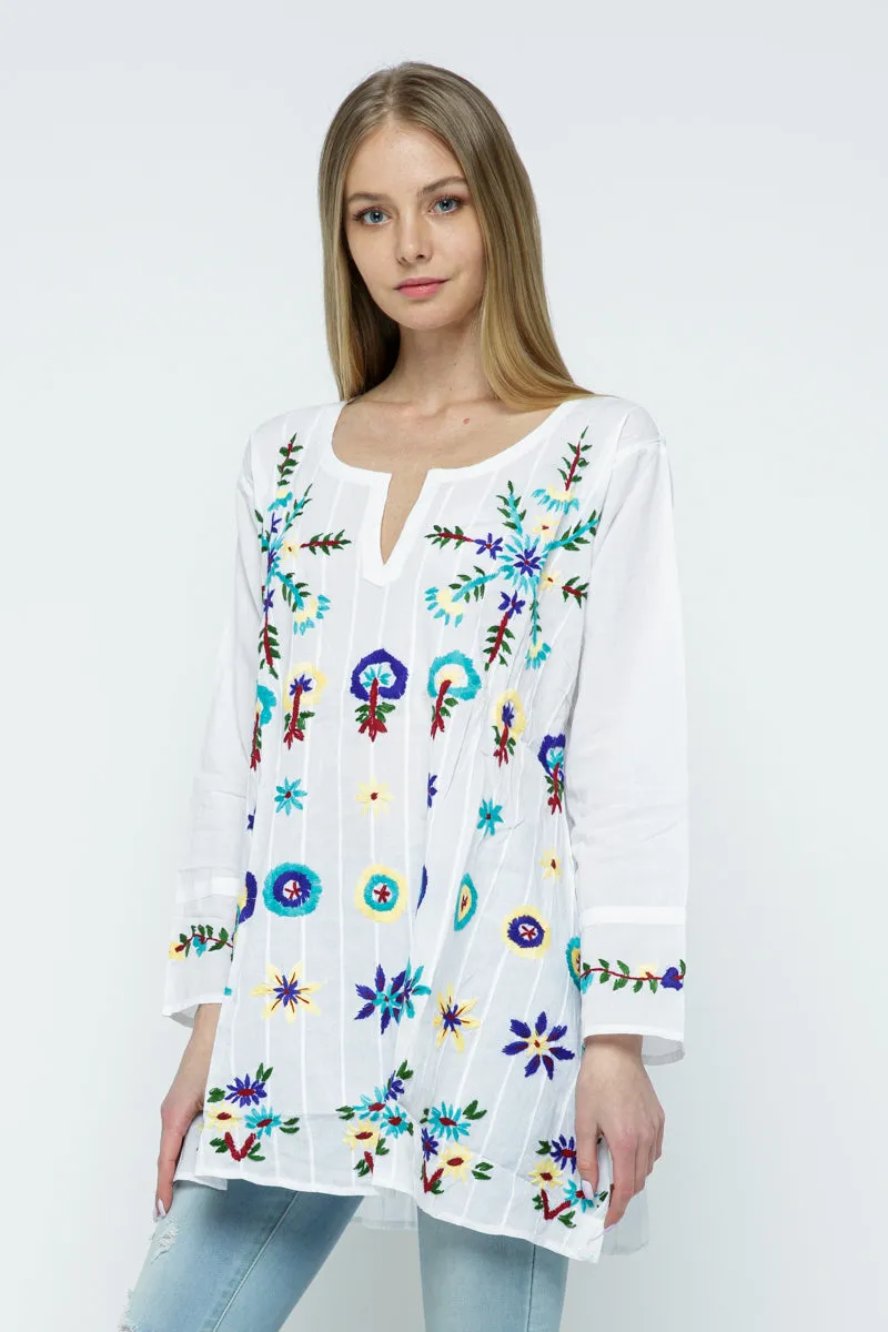 RAJ GIGI FLORAL EMBROIDERED DETAIL TUNIC