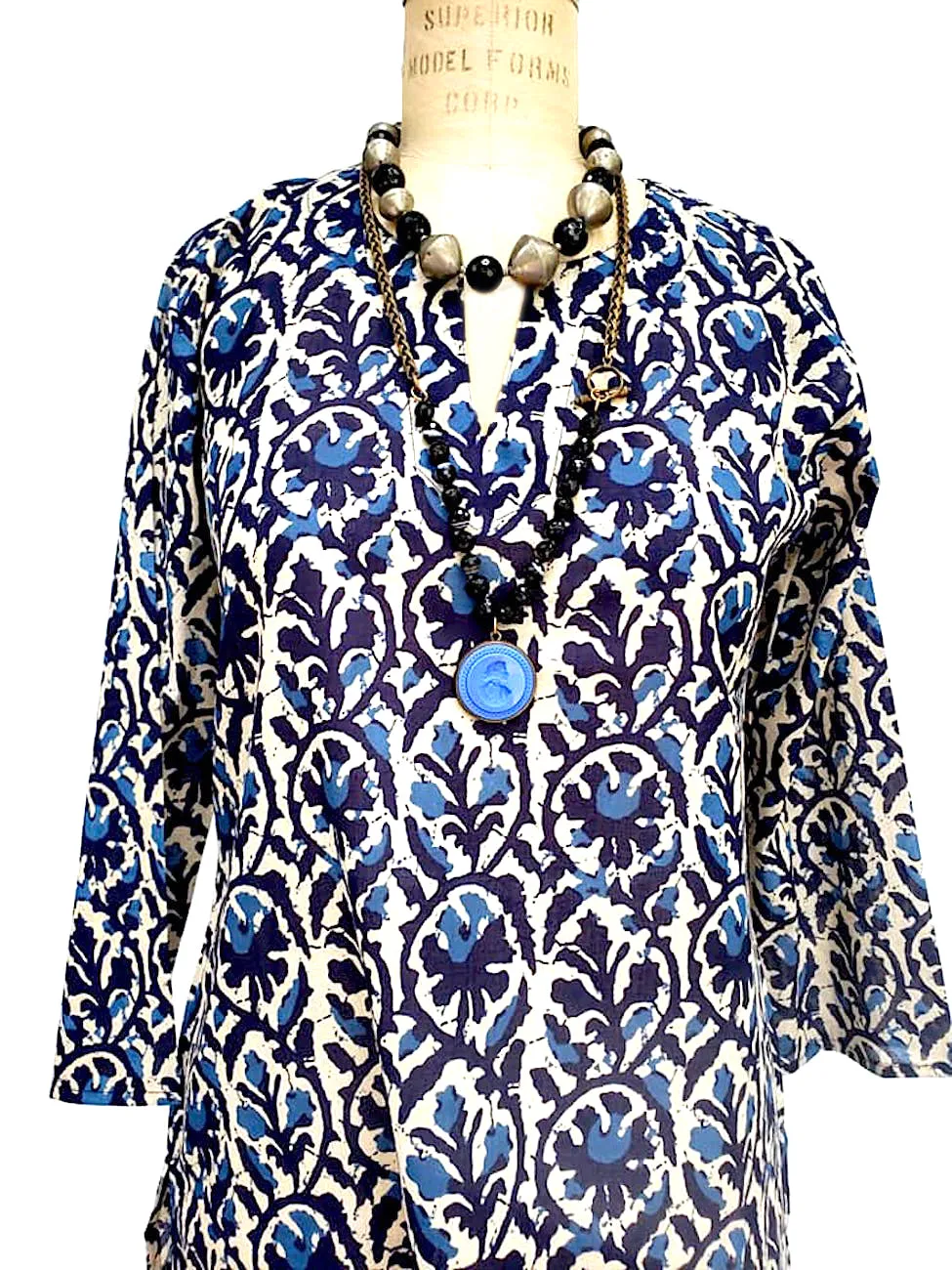 Raja Cotton Tunic Teal Batik