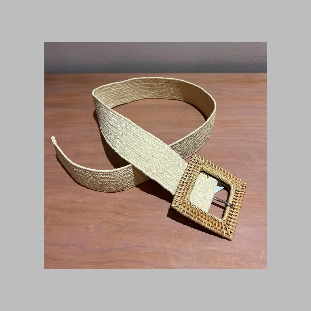 Rattan Belt Square Buckle