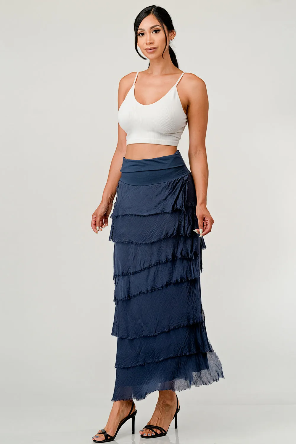 Raw Moda Layered Italian Maxi Skirt