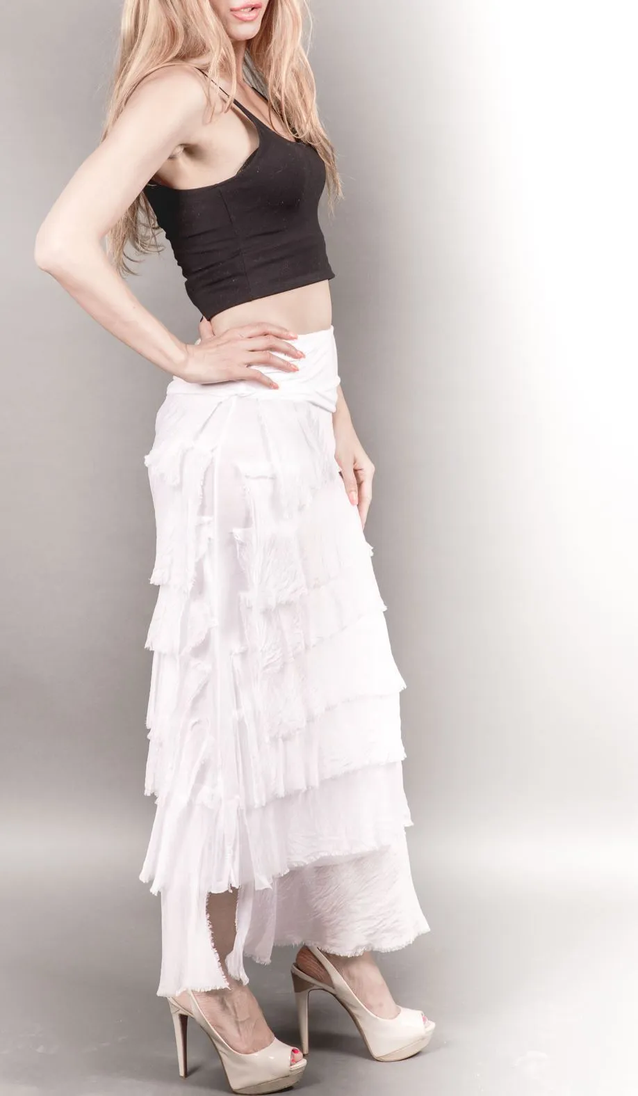 Raw Moda Layered Italian Maxi Skirt