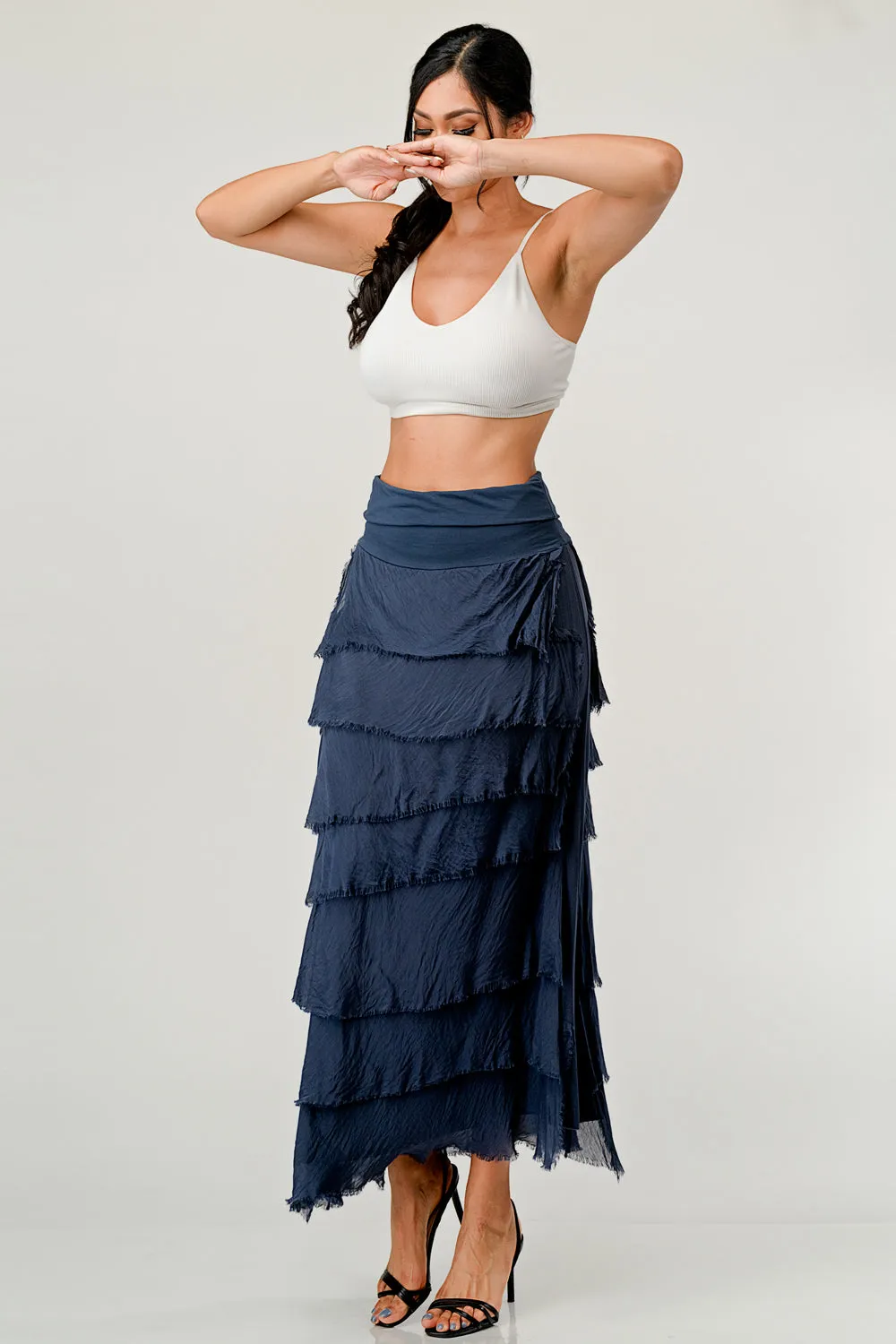 Raw Moda Layered Italian Maxi Skirt