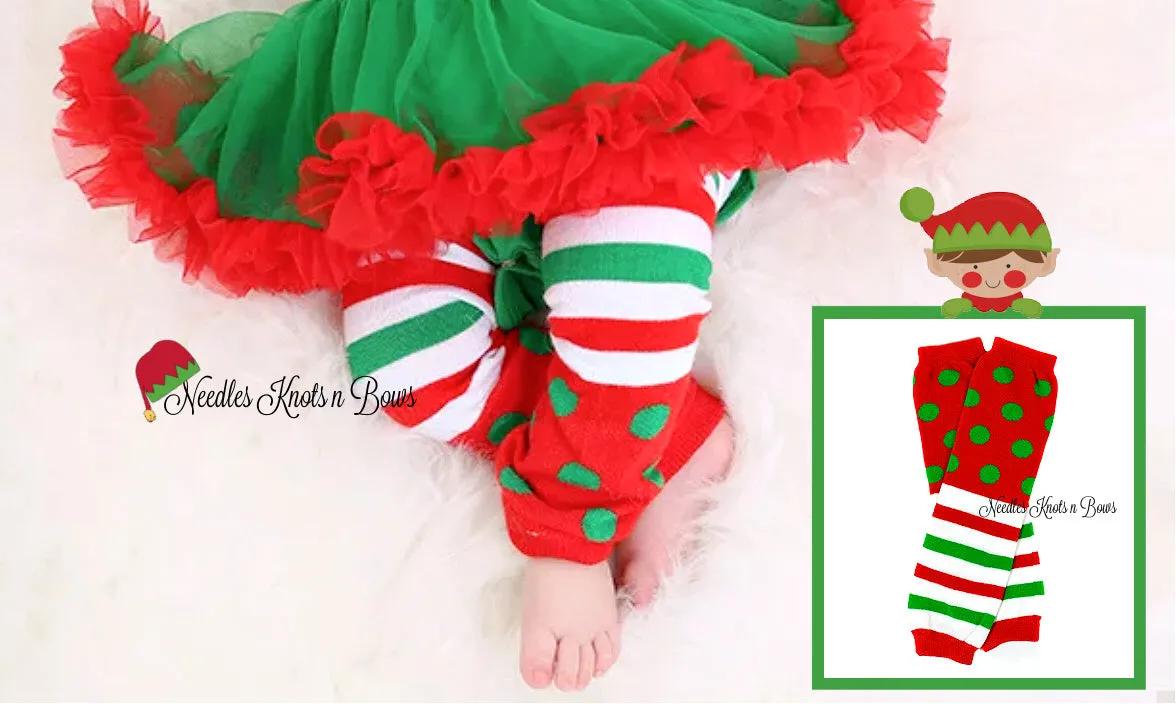 Red and Green Christmas Leg Warmers, Baby Toddler