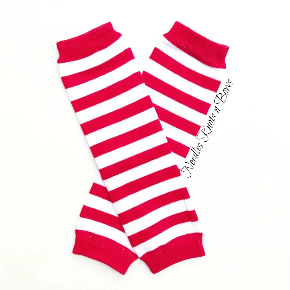 Red White Striped Leg Warmers, Baby Toddler