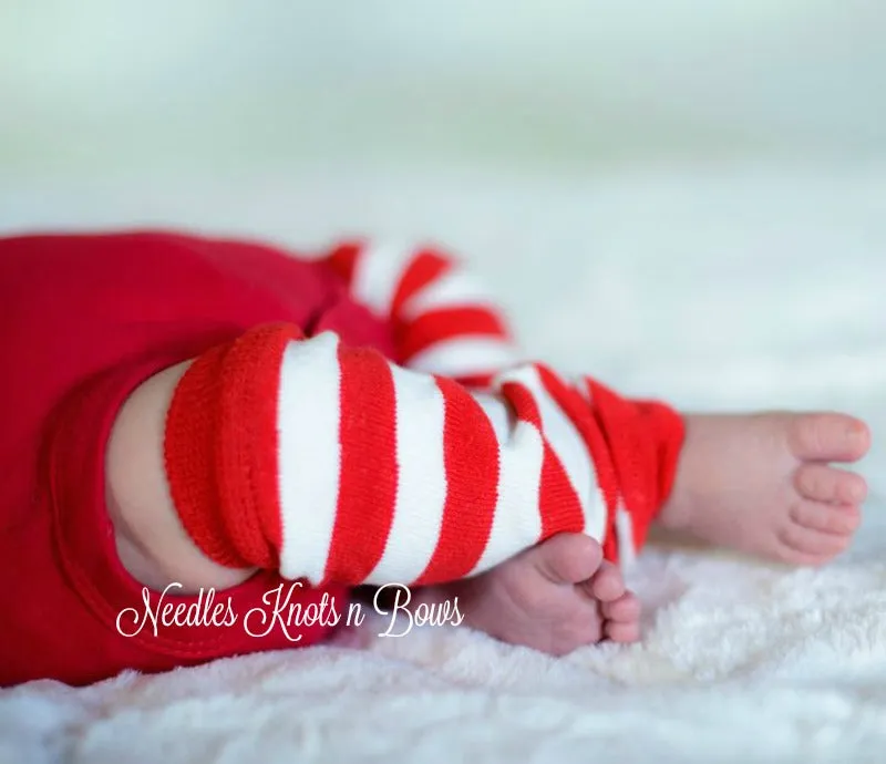 Red White Striped Leg Warmers, Baby Toddler