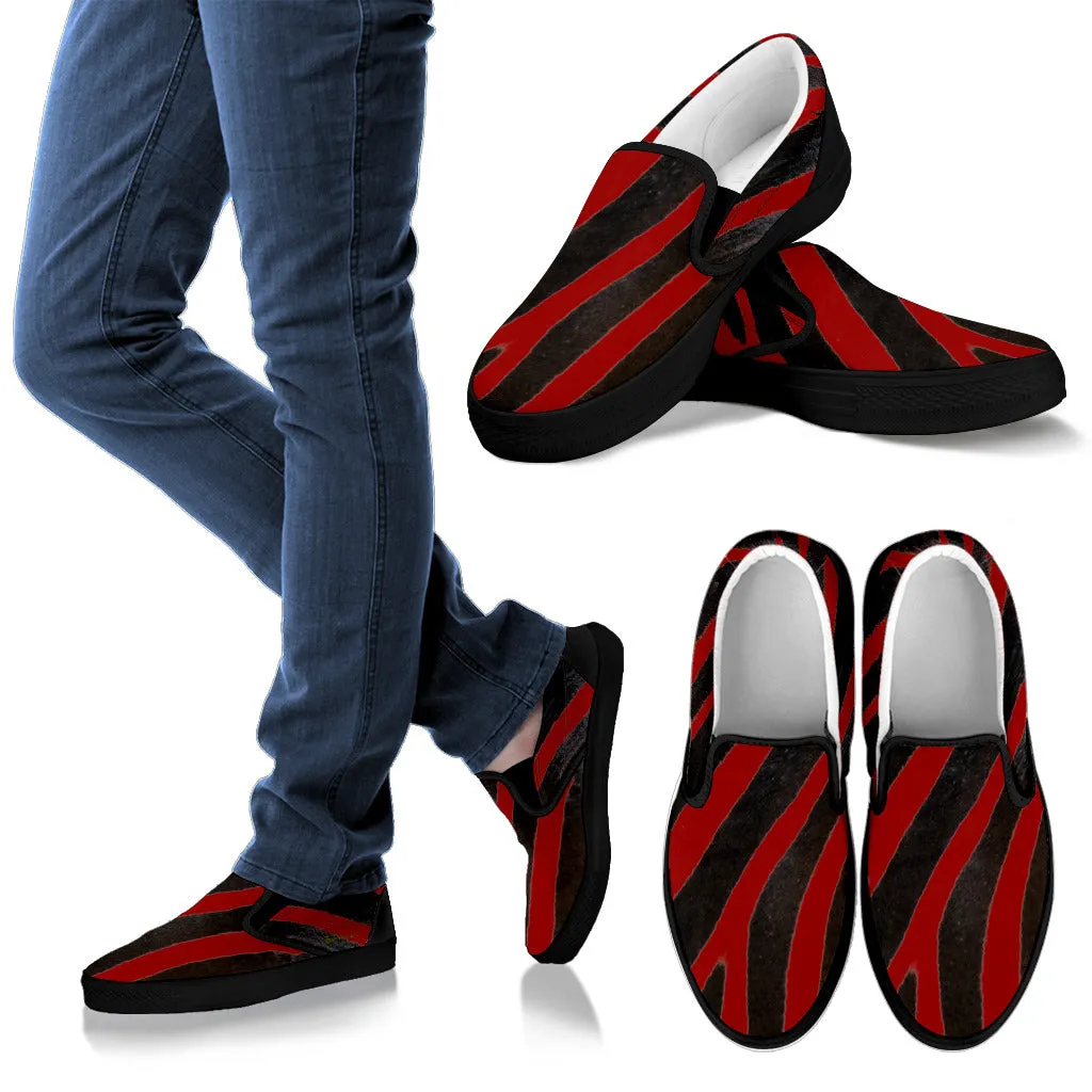 Red Zebra Slip On Sneakers