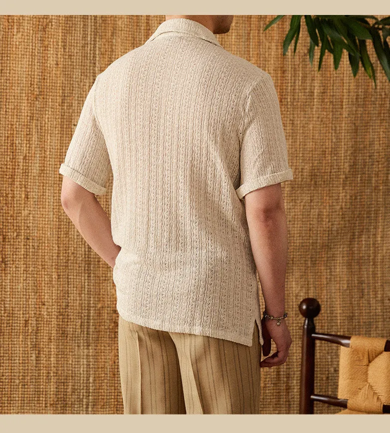 Retro Thin Hollow-out Short-sleeved Shirt