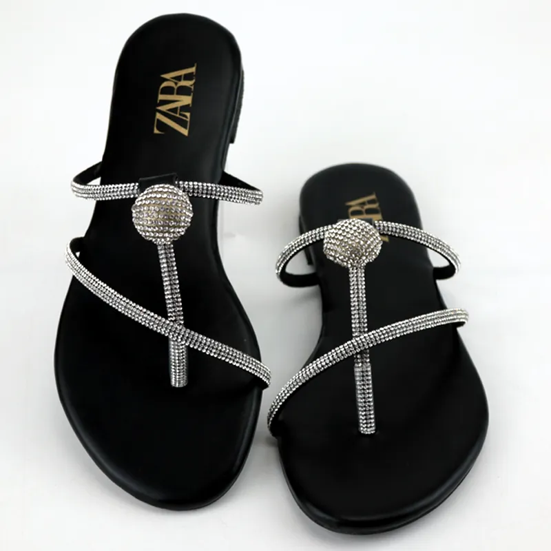 Rhinestone Ball Flat Fancy Sandals