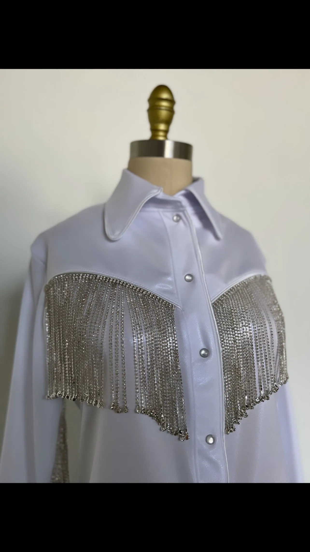 Rhinestone Fringe Pearl Snap Western Shirt