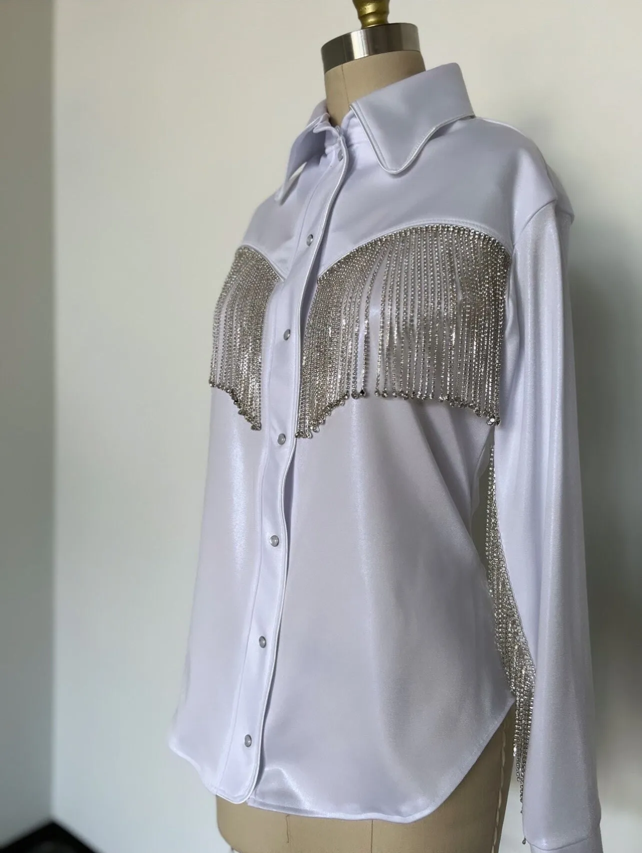 Rhinestone Fringe Pearl Snap Western Shirt