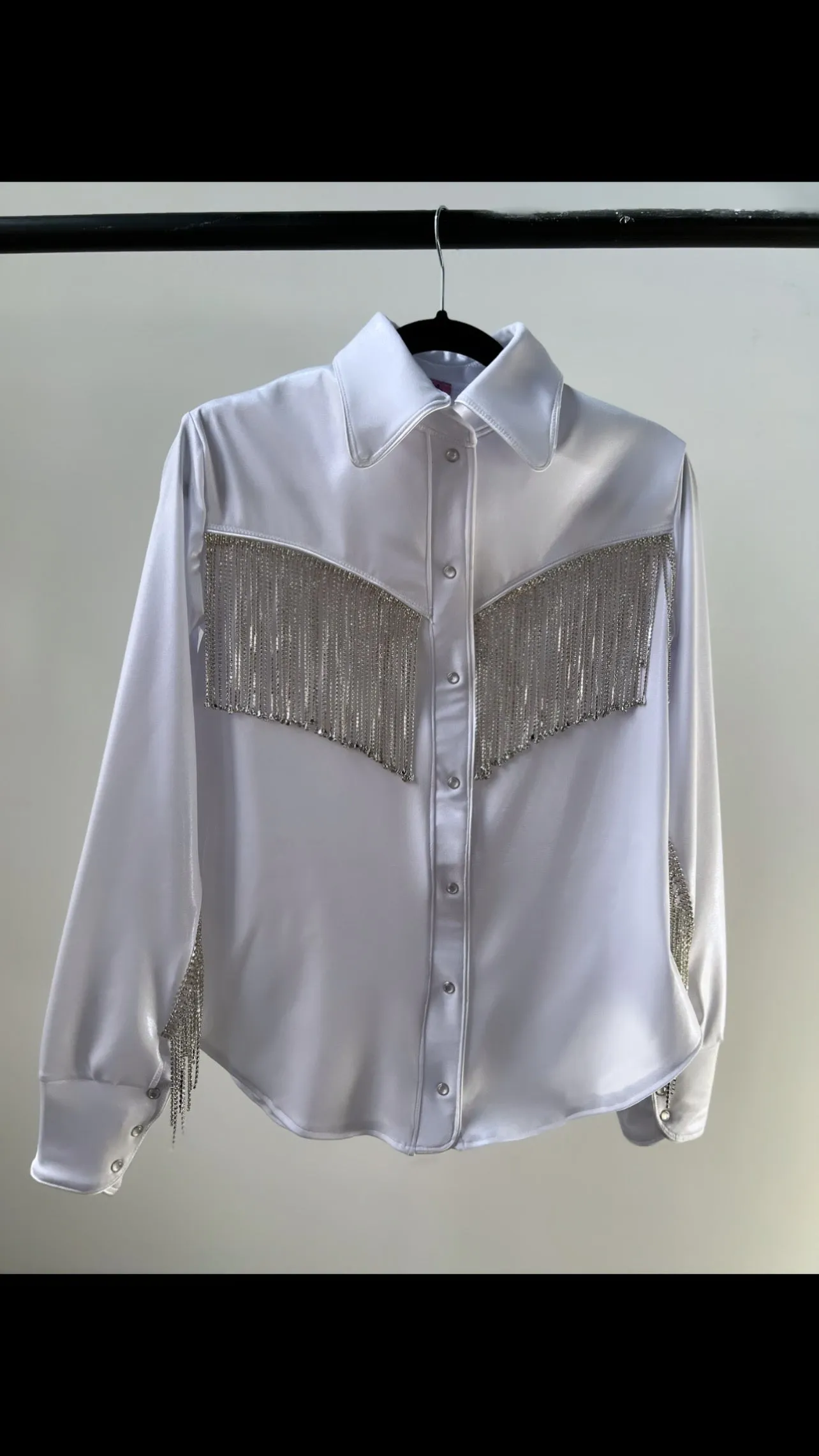 Rhinestone Fringe Pearl Snap Western Shirt