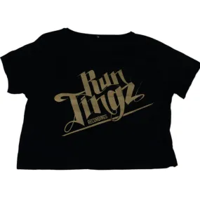 Run Tingz Black and Gold Crop Top