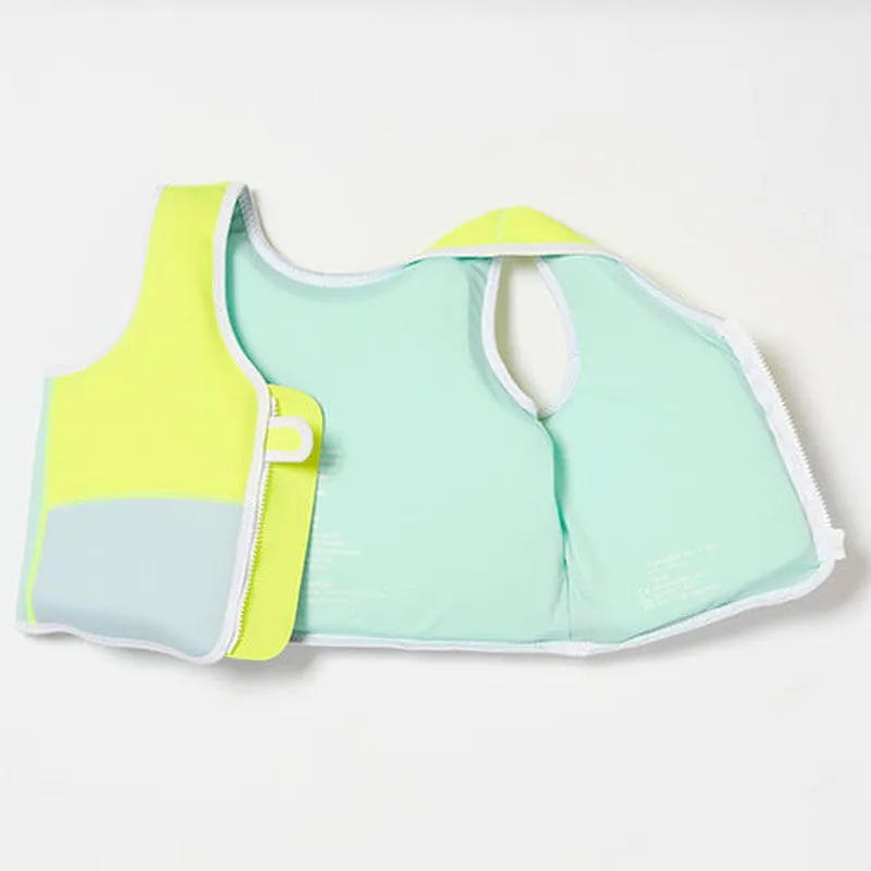 Salty the Shark Swim Vest 1-2 Aqua Neon Yellow